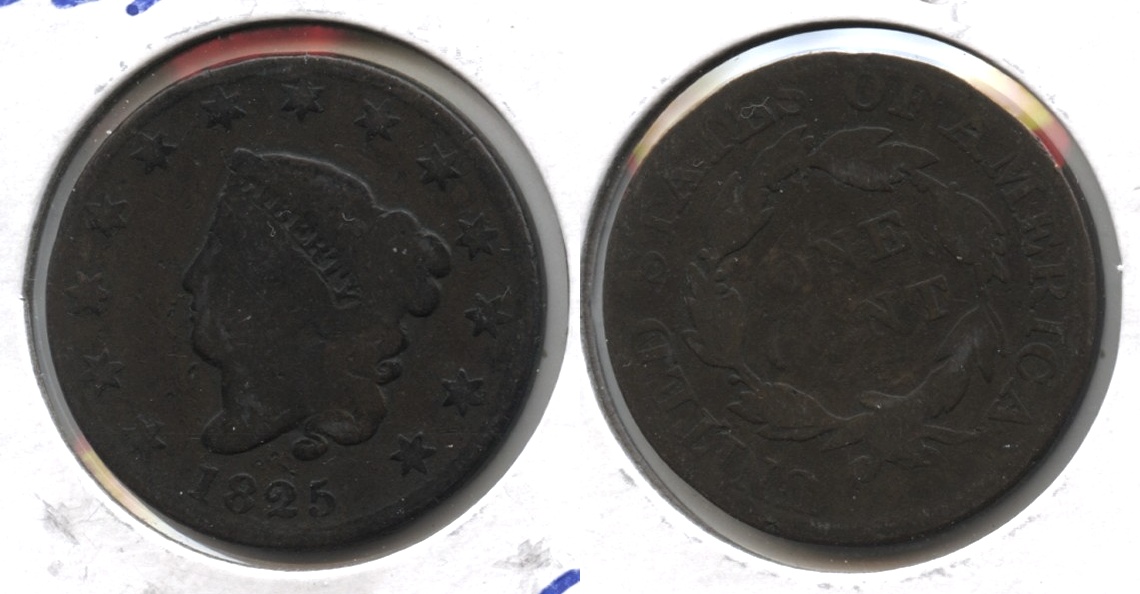 1825 Coronet Large Cent G-4 #b