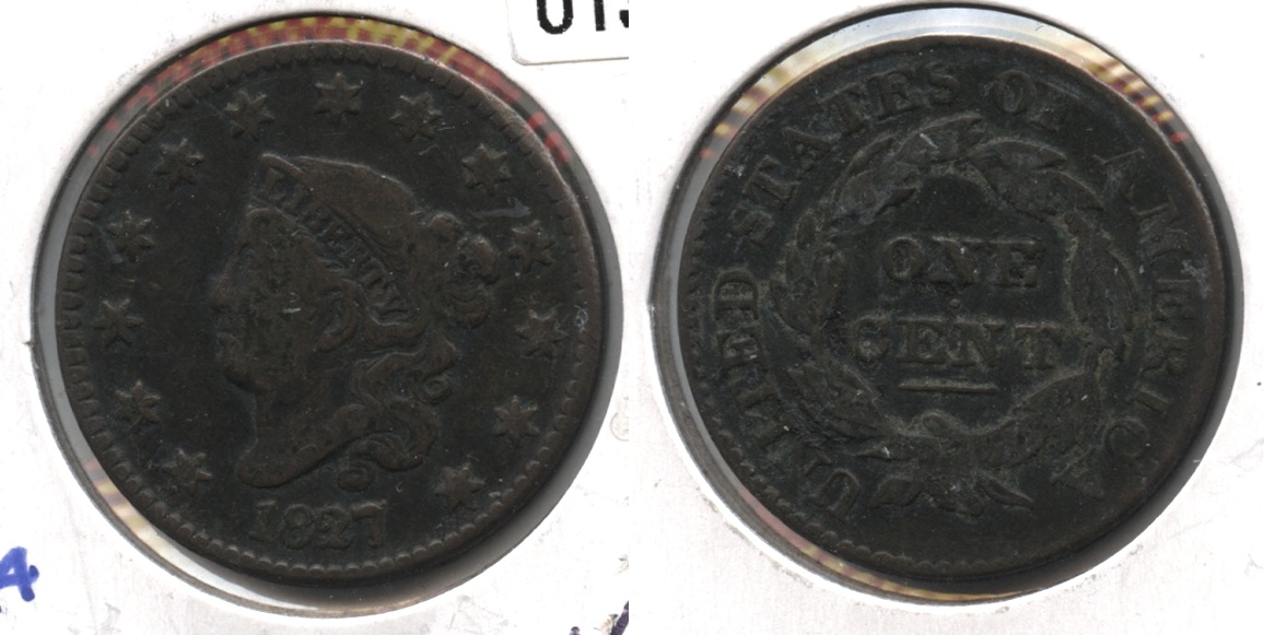 1827 Coronet Large Cent F-12 #b