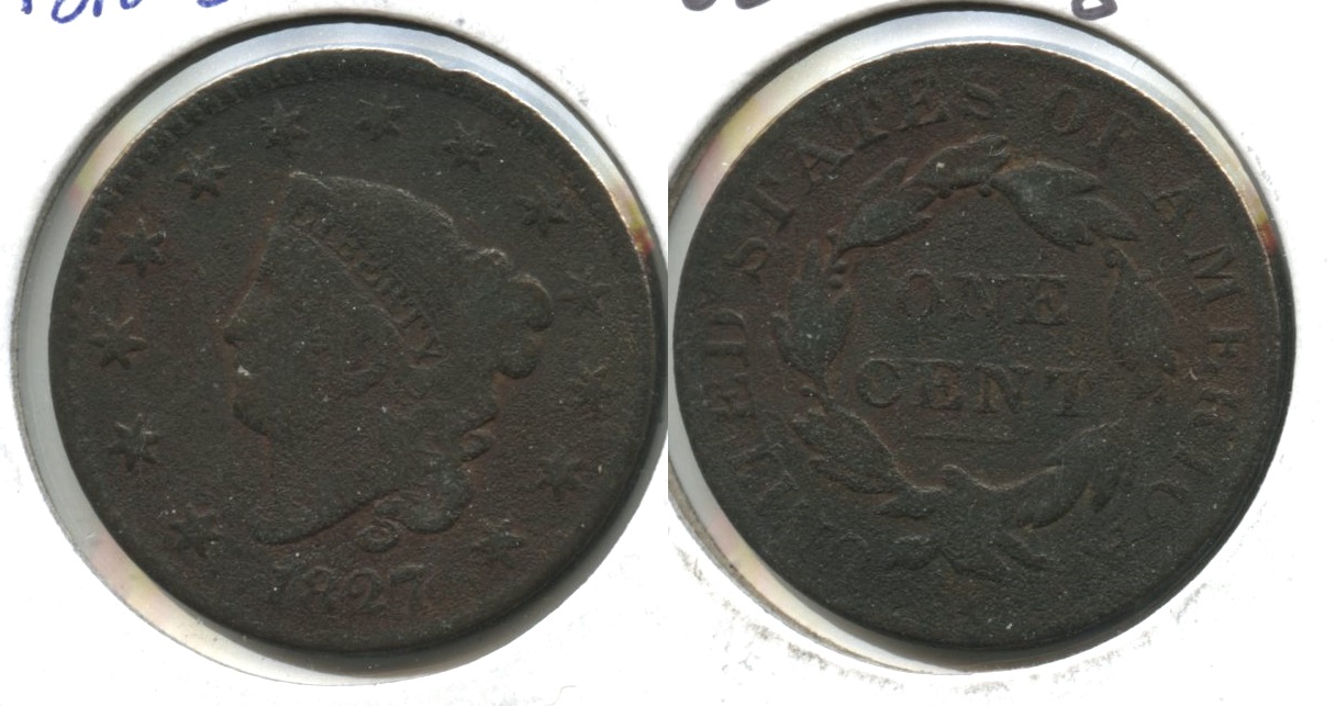 1827 Coronet Large Cent G-4 #b Porous