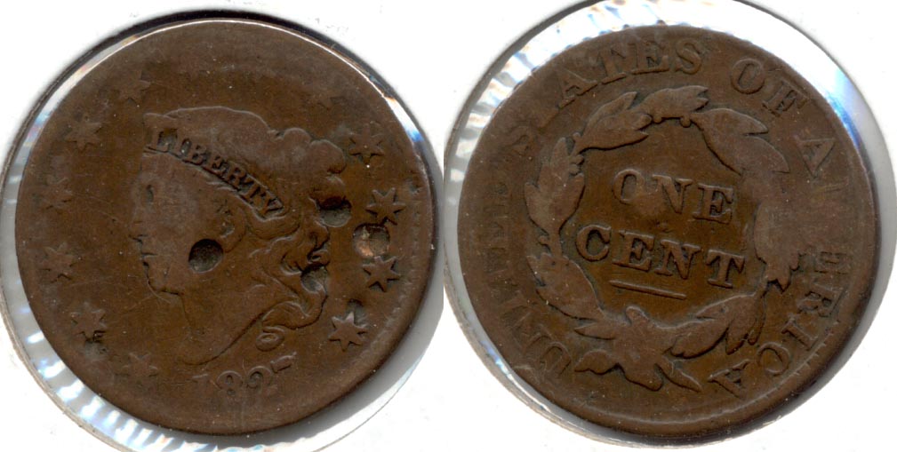 1827 Coronet Large Cent VG-8 Obverse Hits