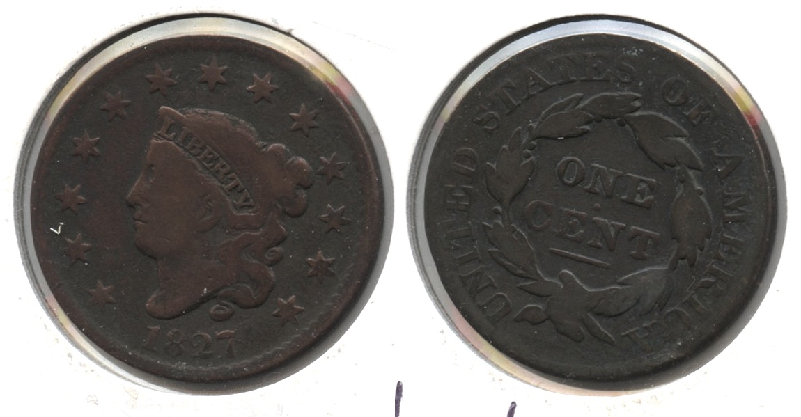 1827 Coronet Large Cent VG-8 #b