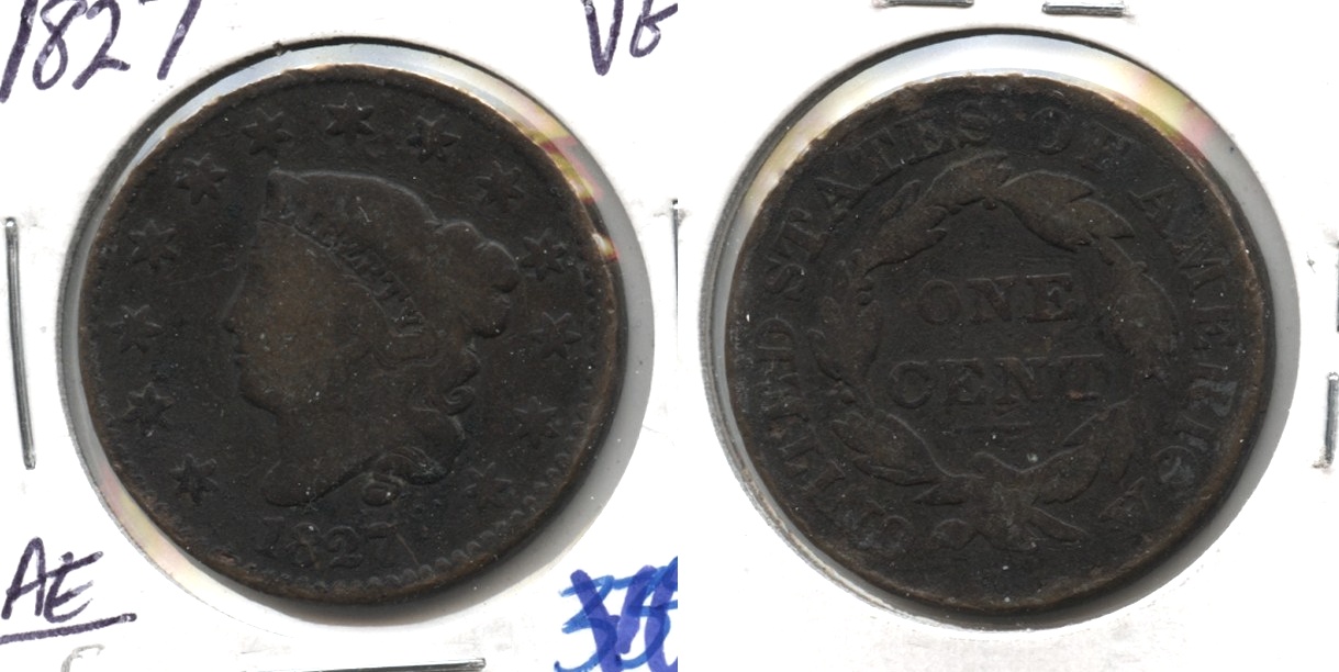 1827 Coronet Large Cent VG-8 #c