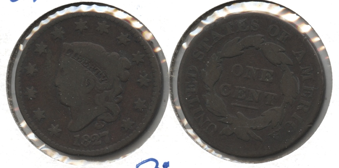 1827 Coronet Large Cent VG-8 #e