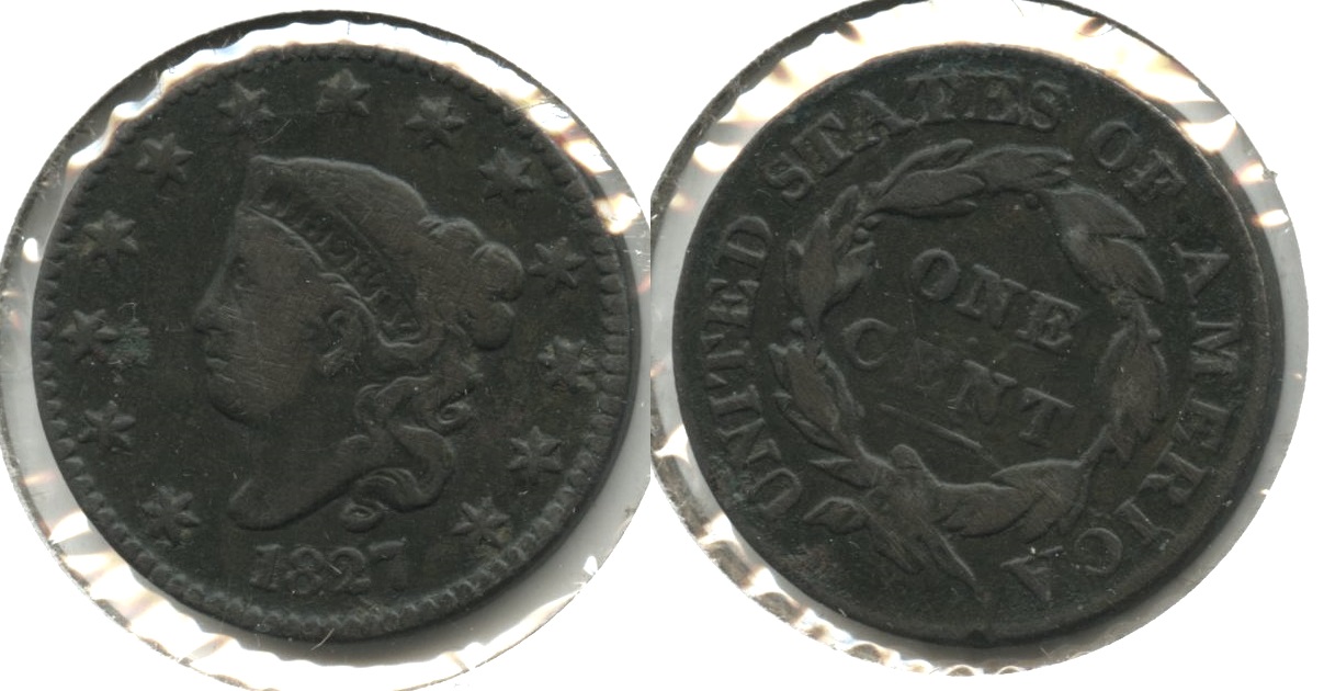 1827 Coronet Large Cent VG-8 #g Dark