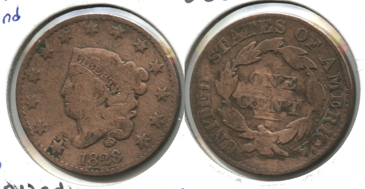 1828 Coronet Large Cent G-4 #e Cleaned