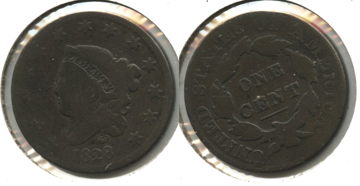 1828 Coronet Large Cent G-4 #f Scratch