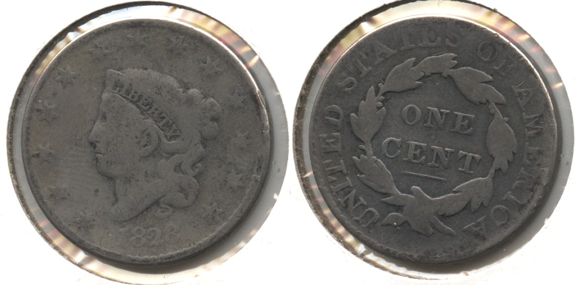 1828 Coronet Large Cent VG-8 Silver Plated