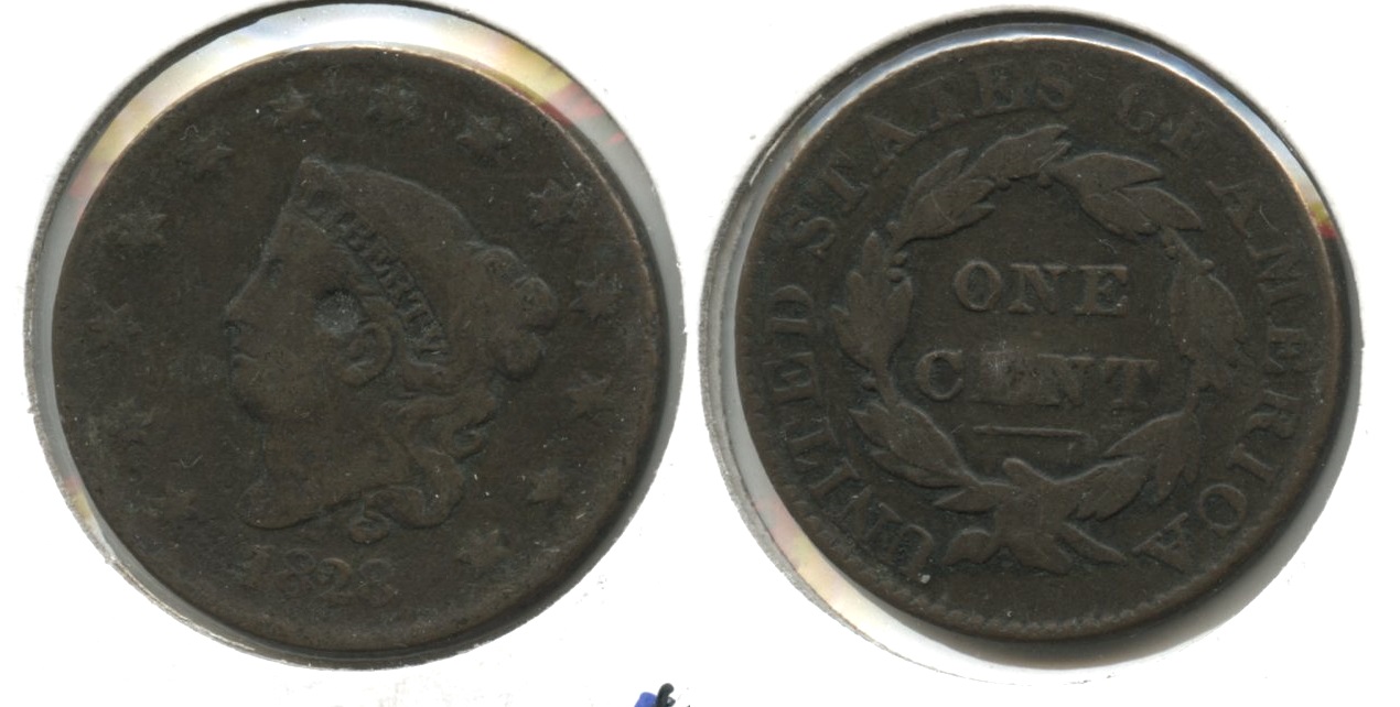 1828 Coronet Large Cent VG-8 #c Obverse Punch