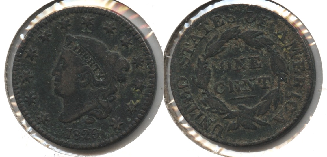 1829 Coronet Large Cent F-12 #a Rough