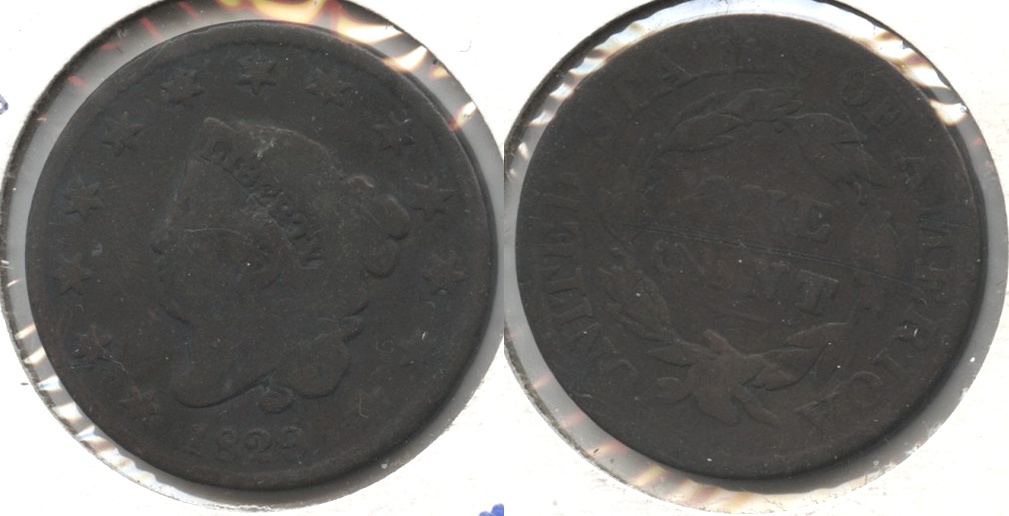 1829 Coronet Large Cent G-4 #b Bit Bent