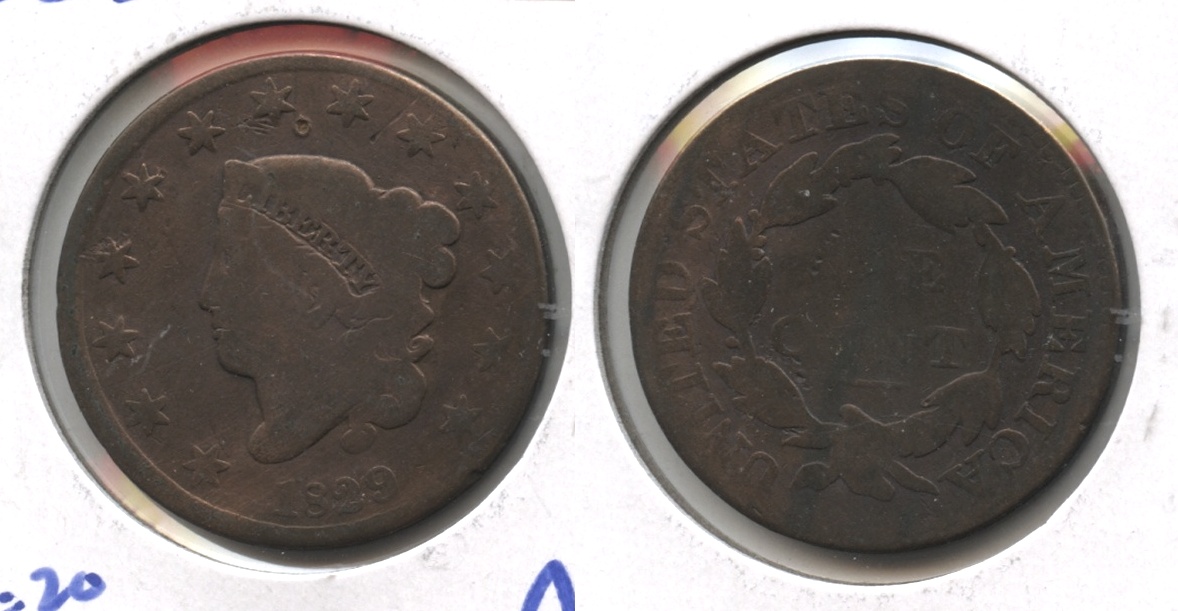 1829 Coronet Large Cent G-4 #h Cleaned
