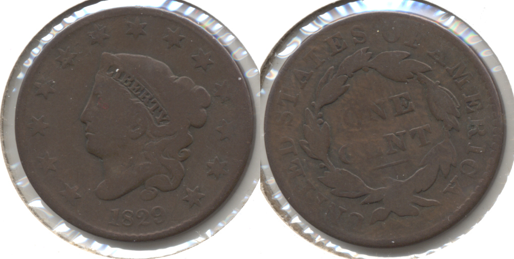 1829 Coronet Large Cent VG-8