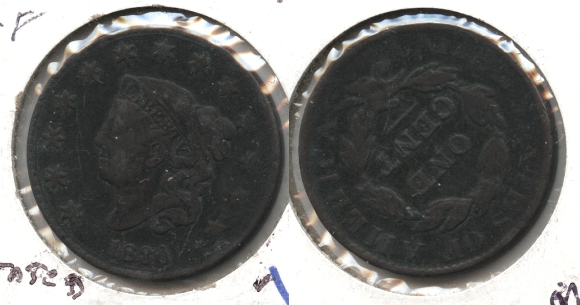 1830 Coronet Large Cent VF-20 Dark