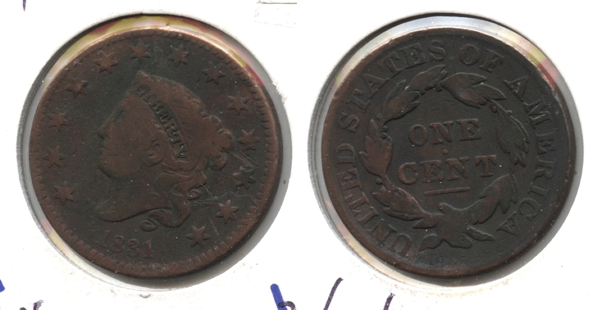 1831 Coronet Large Cent VG-8 #c Light Roughness