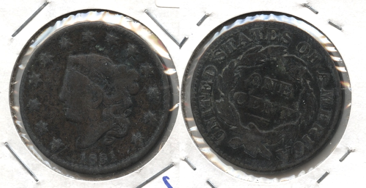 1831 Coronet Large Cent VG-8 #g Dark