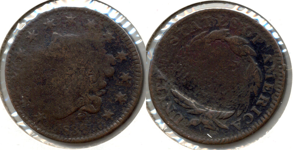 1832 Coronet Large Cent AG-3 Damage