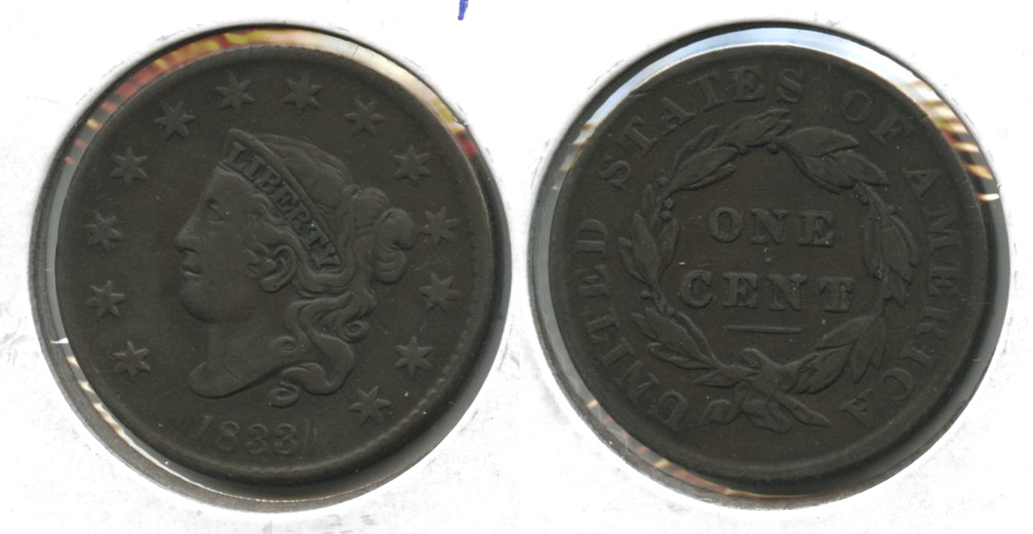 1833 Coronet Large Cent Fine-12 #a