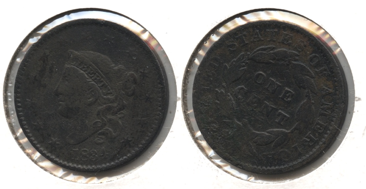 1834 Coronet Large Cent F-12 #b Light Porosity