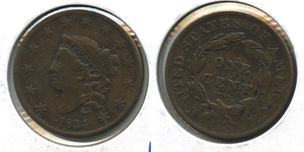 1834 Coronet Large Cent F-12 #c