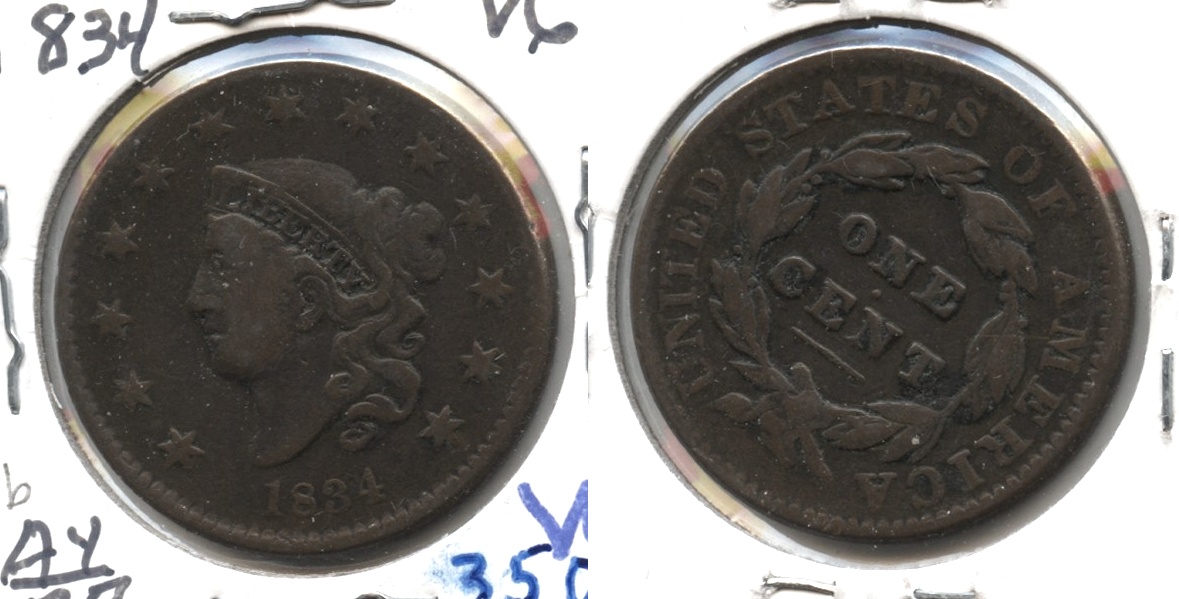 1834 Coronet Large Cent VG-8 #b