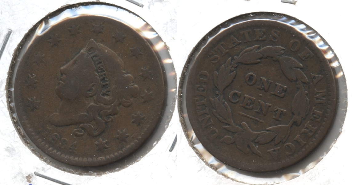 1834 Coronet Large Cent VG-8 #d
