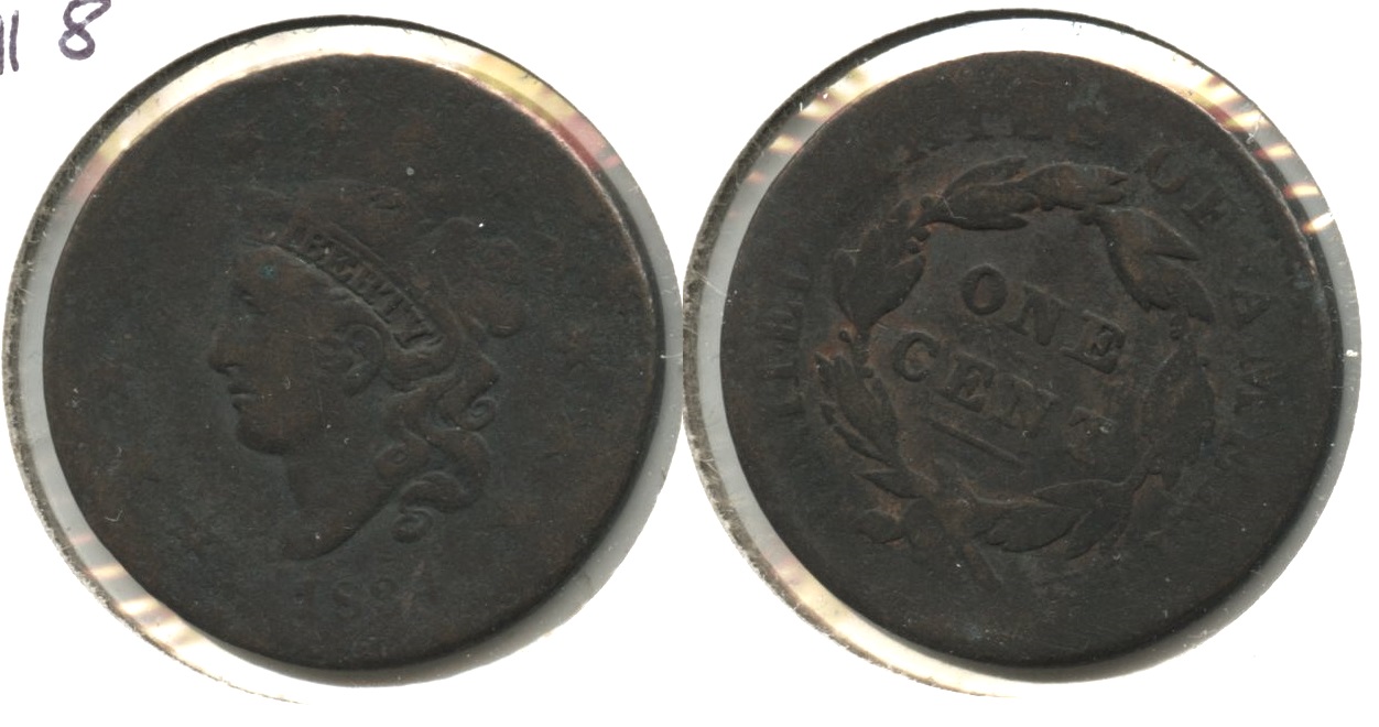 1834 Coronet Large Cent VG-8 #f Dark