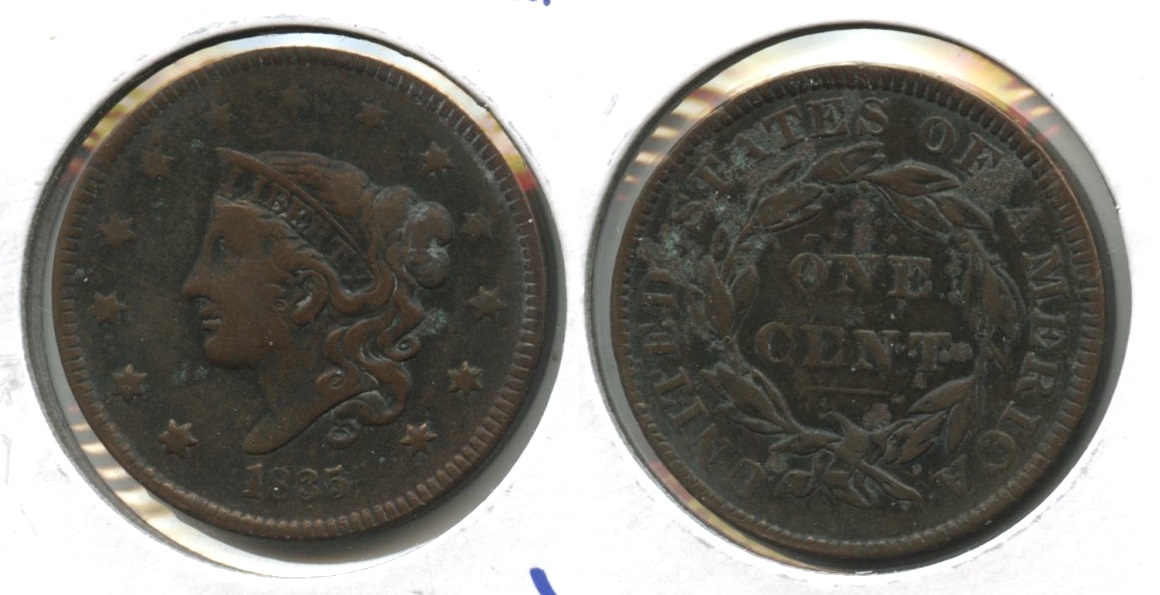 1835 Coronet Large Cent F-12 #b Bit Dark