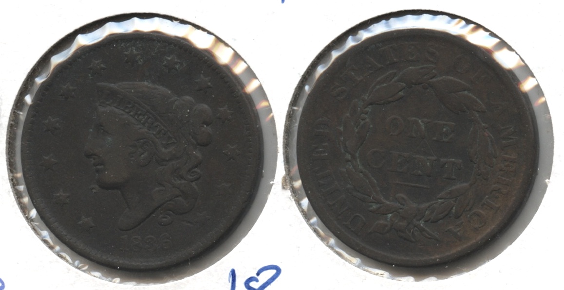 1836 Coronet Large Cent Fine-12 #a