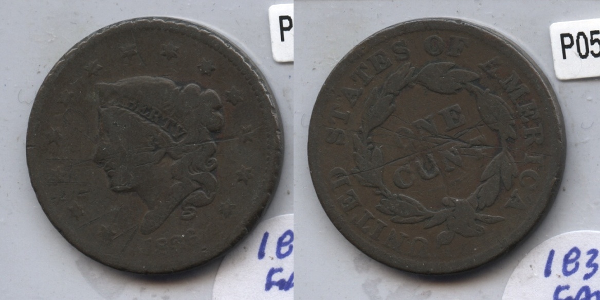 1836 Coronet Large Cent G-4 Scratches