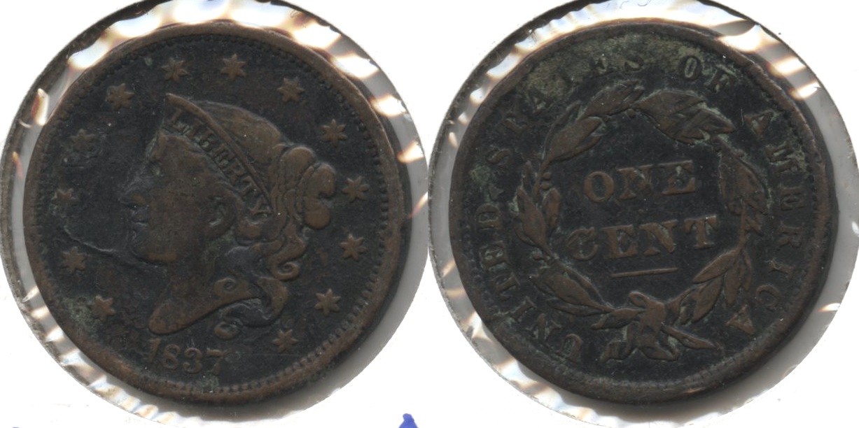 1837 Coronet Large Cent Fine-12 #i Dark