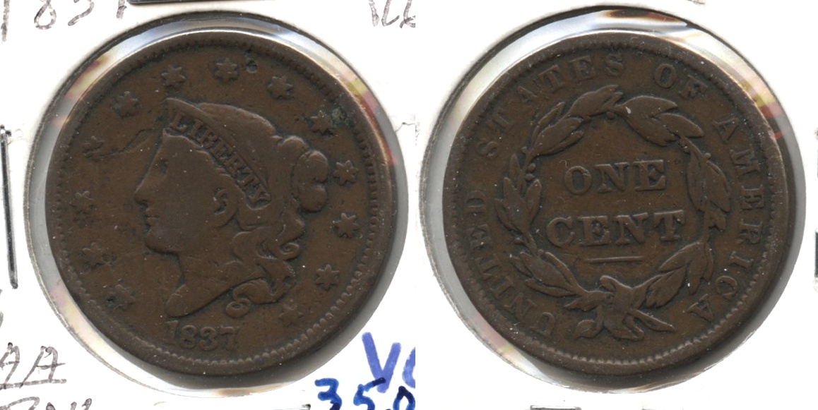 1837 Coronet Large Cent VG-8 #j