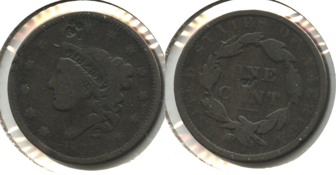 1837 Coronet Large Cent VG-8 #v Punches