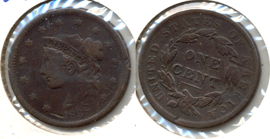 1838 Coronet Large Cent F-12 a Old hits