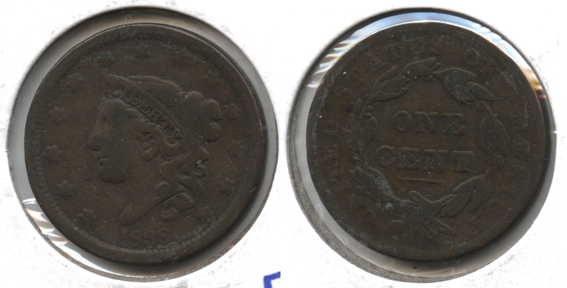 1838 Coronet Large Cent F-12 #h