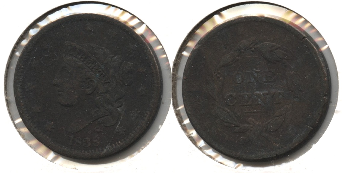 1838 Coronet Large Cent F-12 #i Porous