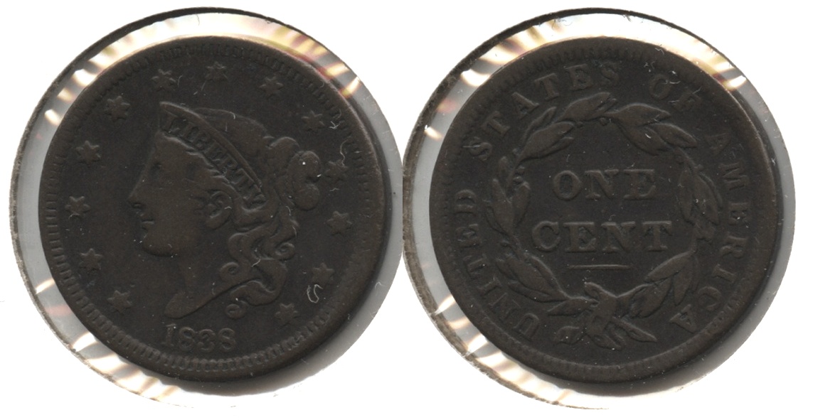 1838 Coronet Large Cent F-12 #r