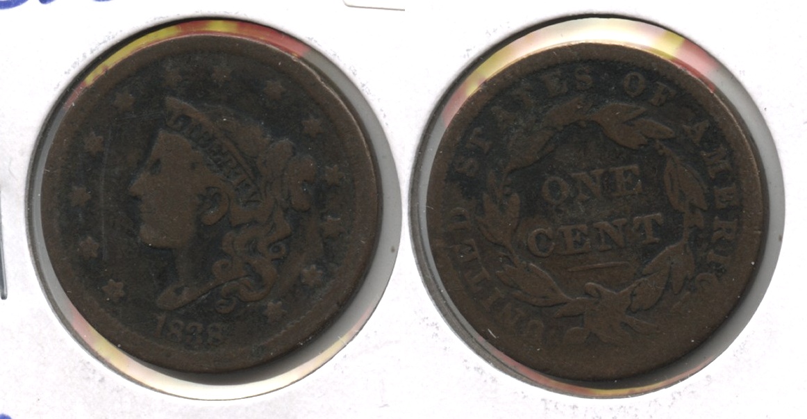 1838 Coronet Large Cent Good-4 #g