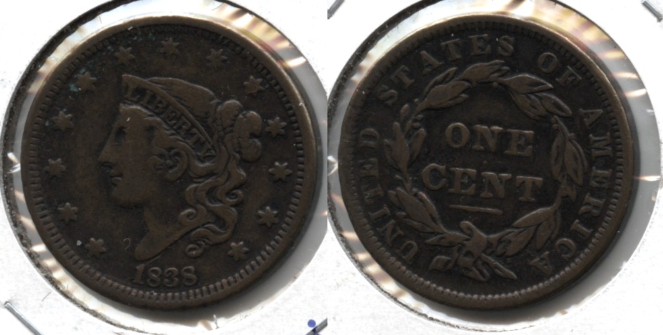 1838 Coronet Large Cent VF-20 a