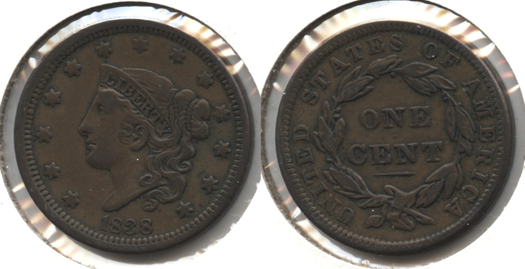 1838 Coronet Large Cent VF-20 #b
