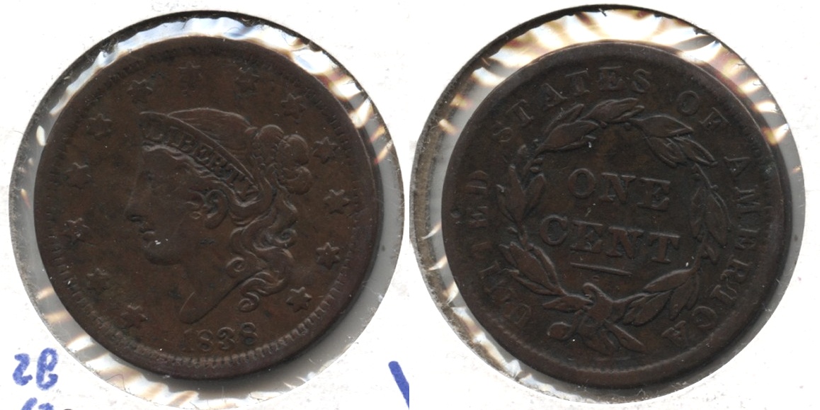 1838 Coronet Large Cent VF-20 #c