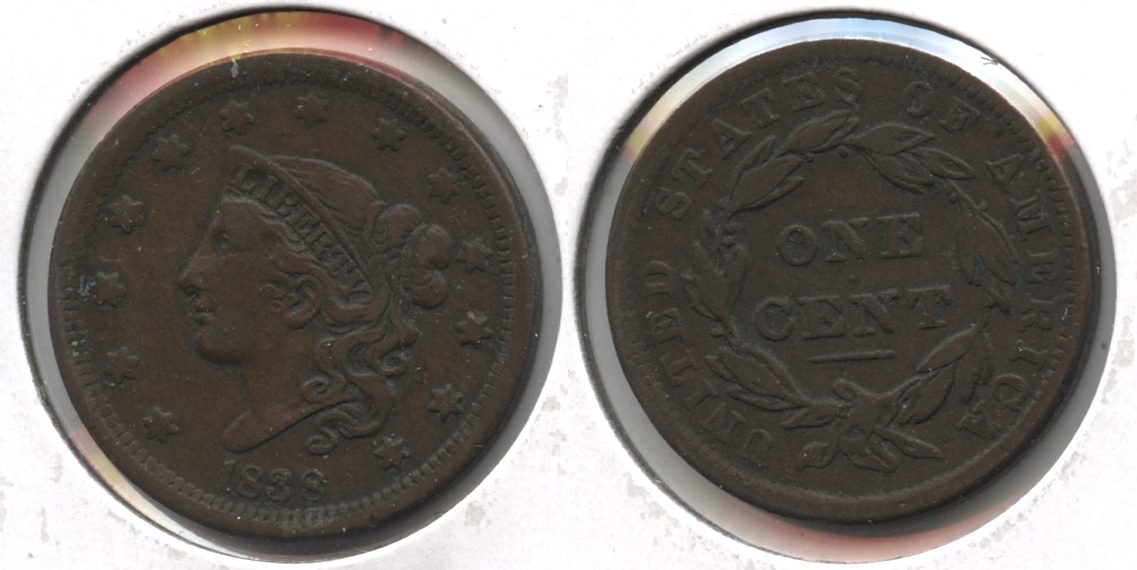 1838 Coronet Large Cent VF-20 #e