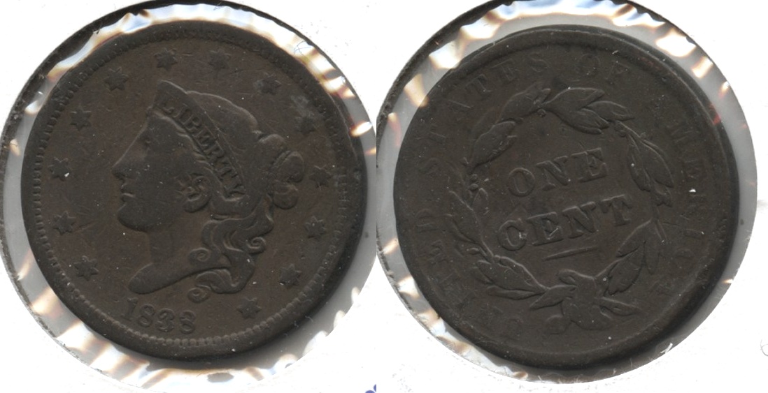 1838 Coronet Large Cent VG-8 #c
