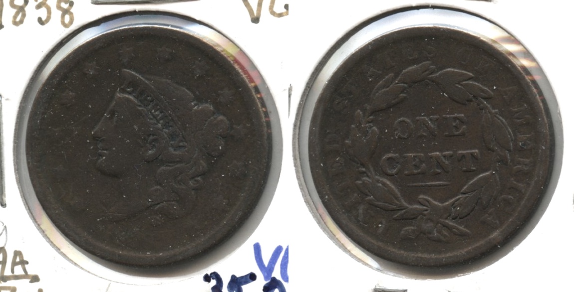 1838 Coronet Large Cent VG-8 #g