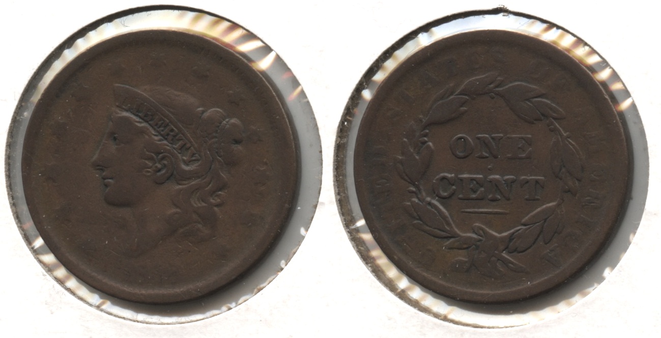 1838 Coronet Large Cent VG-8 Cleaned Retoned #m Newcomb-2