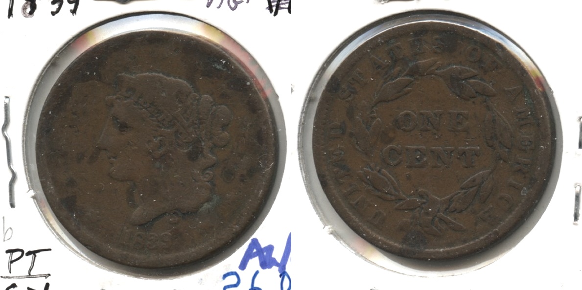 1839 Coronet Large Cent AG-3 #b