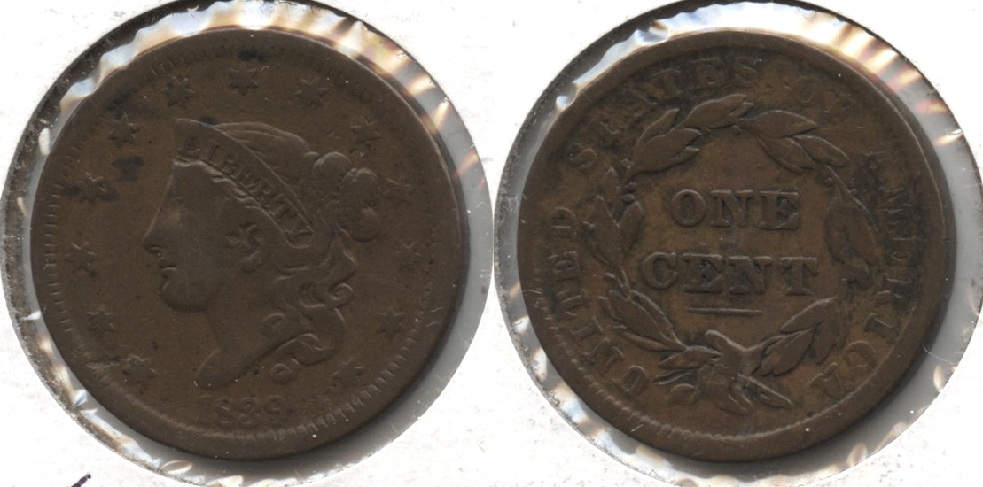 1839 Coronet Large Cent Fine-12 #b