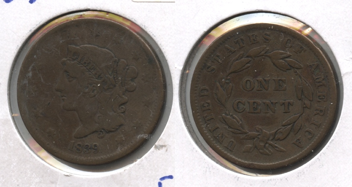 1839 Coronet Large Cent Fine-12 #d