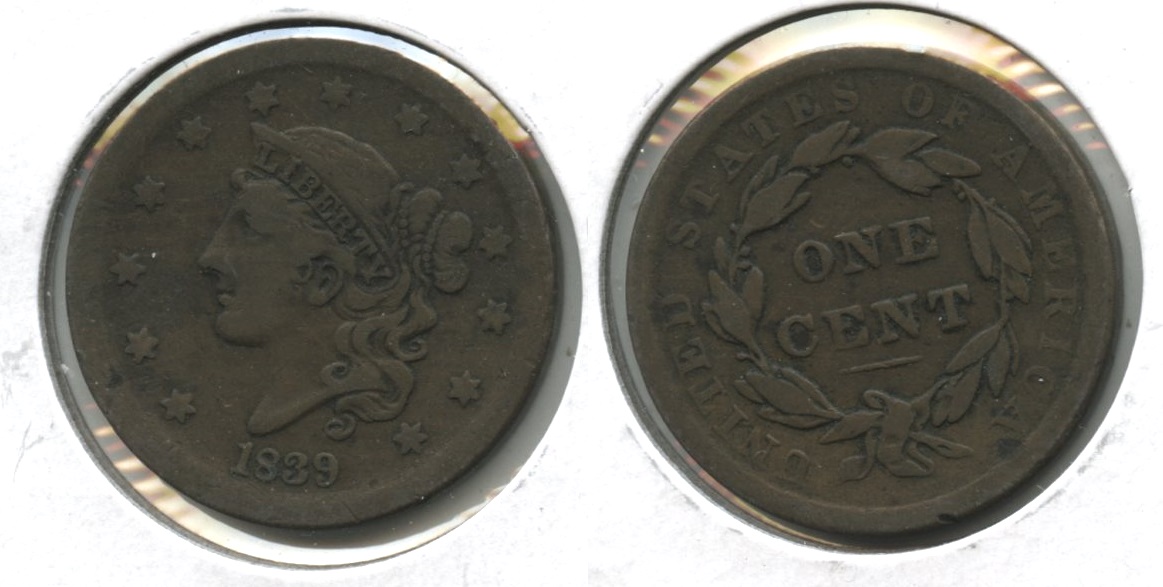1839 Coronet Large Cent Fine-12 #e