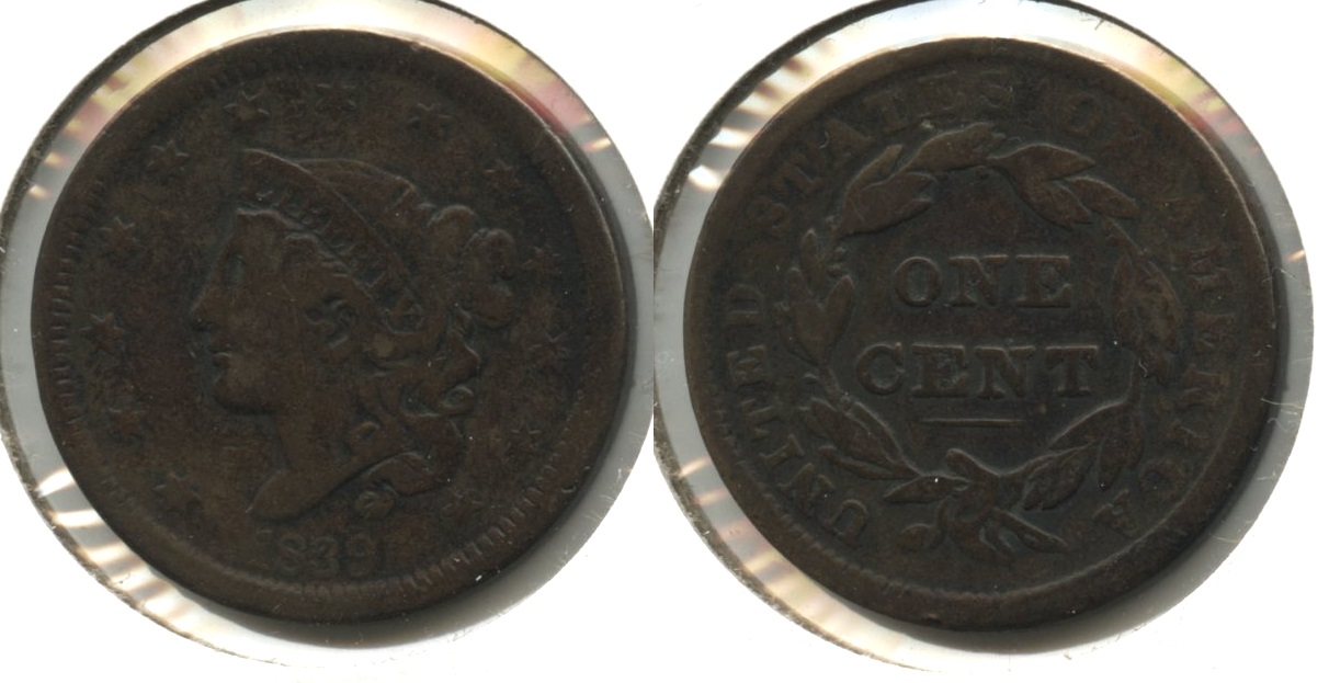 1839 Coronet Large Cent Fine-12 #j