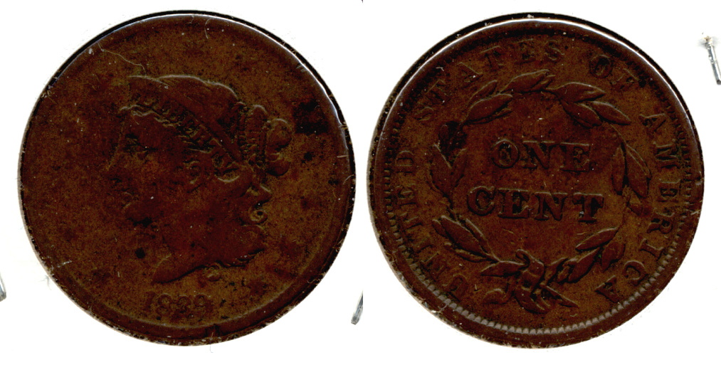 1839 Large Cent VG-8